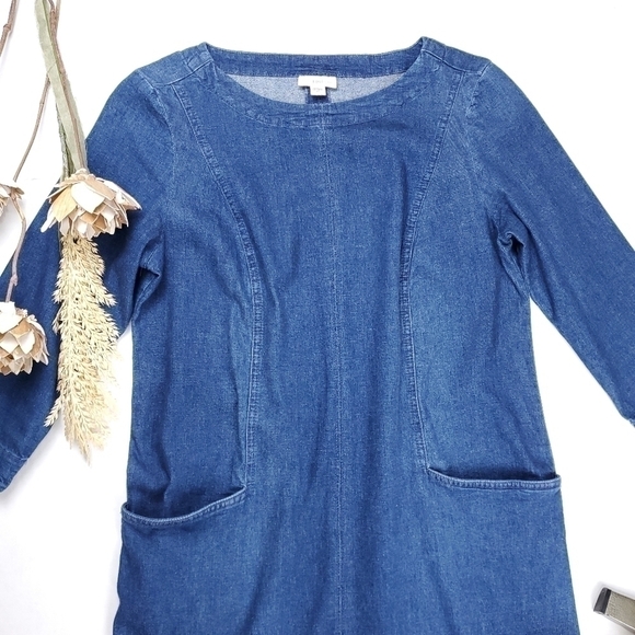 New J. Jill Denim Sheath Chambray Midi Dress Size XS - Picture 4 of 14